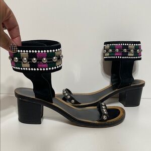 Isabel Marant Joss Embroidered Black Heel Sandals